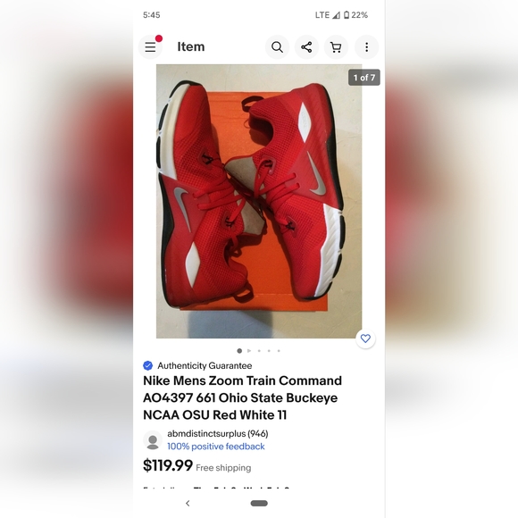 Nike Mens Zoom Train Command AO4397 661 Ohio State Buckeye NCAA OSU Red White 13 - Picture 8 of 8